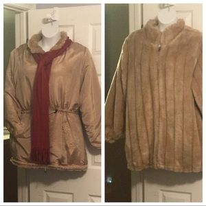 Faux Fur Reversible coat causal to formal